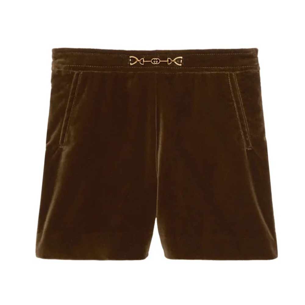 Gucci Dark Brown Velvet High Waist Shorts
